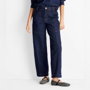 Future Collective Women's High-Rise Straight Leg Jeans Dark Blue Denim Size 6